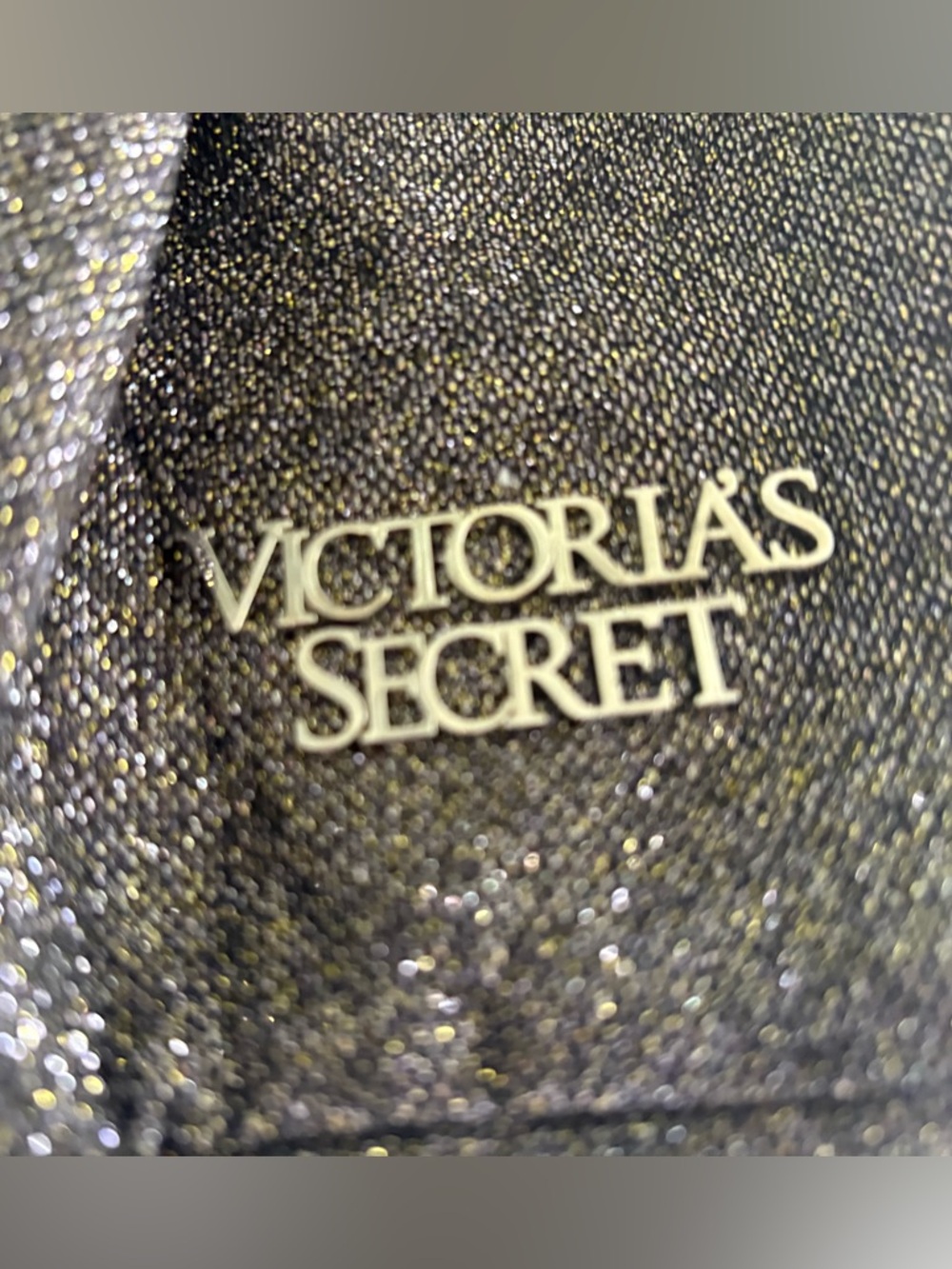 NWOT Victoria's Secret Black Glitter Drawstring Backpack, Spacious & lightweight - Picture 3 of 9